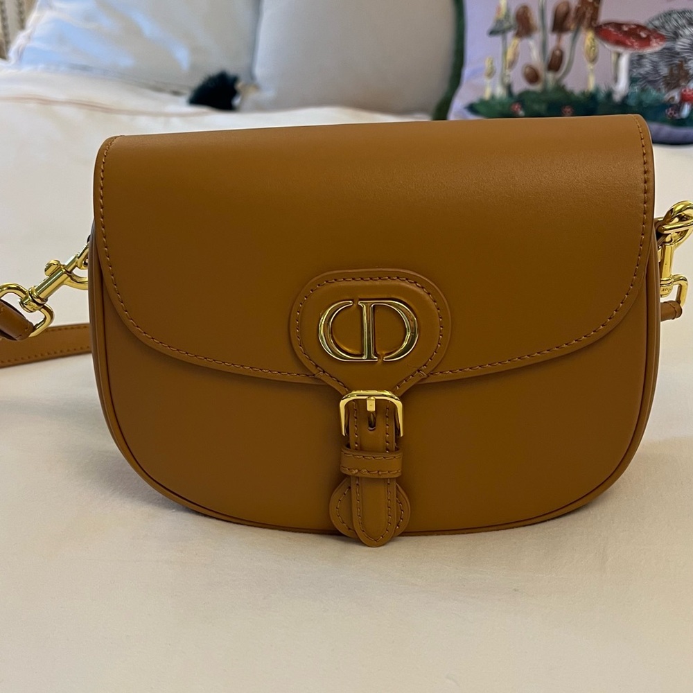 CD Tan Faux Leather Crossbody Bag